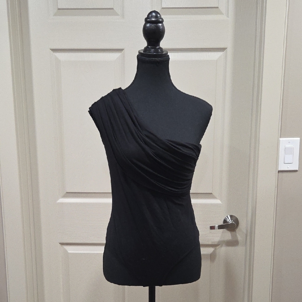 Dynamite Black Asymmetrical Bodysuit